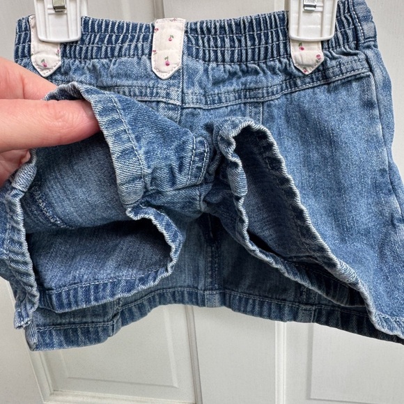 Koala Kids 3T Girls Blue Denim Drawstring Skort with Pockets and Floral Pattern - Picture 5 of 7